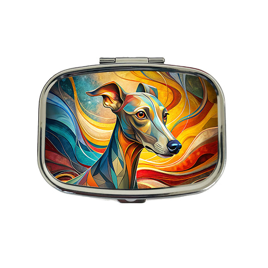 Italian Greyhound Dog Abstract Stylized Art Travel Pill Box Case