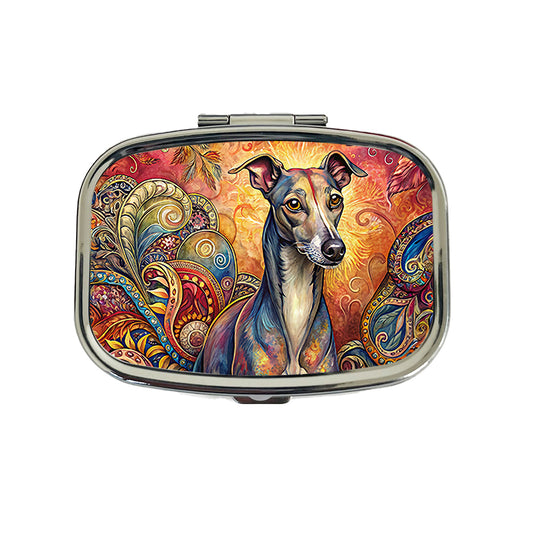 Italian Greyhound Dog Bohemian Art Travel Pill Box Case