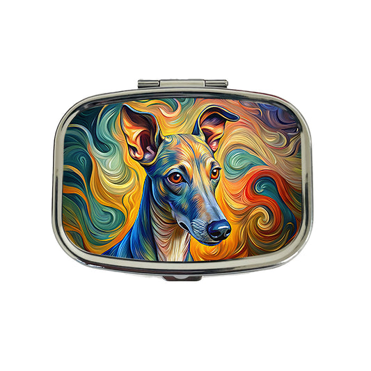 Italian Greyhound Dog Expressionism Art Travel Pill Box Case