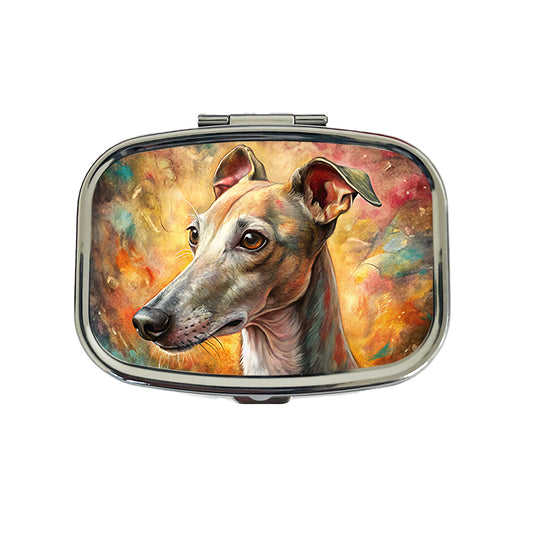 Italian Greyhound Dog Illustration Travel Pill Box Case