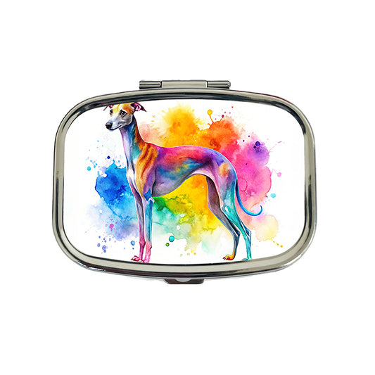 Italian Greyhound Dog Watercolor Style Travel Pill Box Case