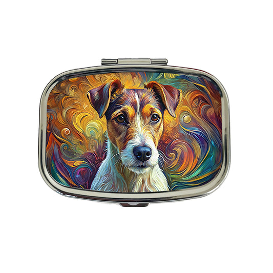 Jack Russell Terrier Dog Abstract Art Travel Pill Box Case