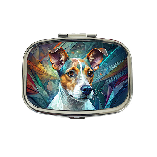 Jack Russell Terrier Dog Abstract Stylized Art Travel Pill Box Case