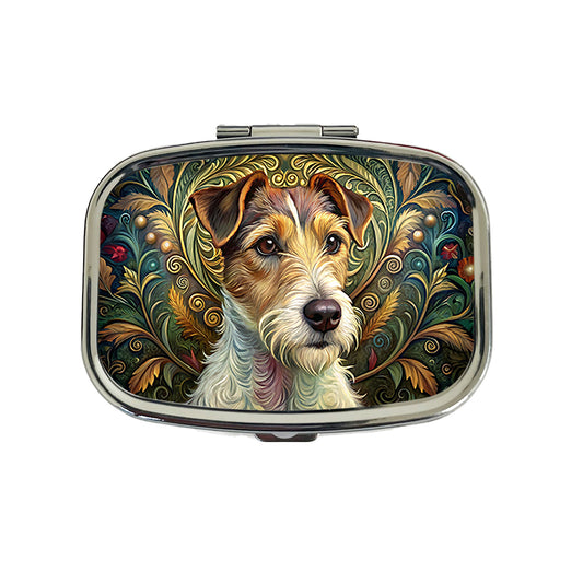 Jack Russell Terrier Dog Art Nouveau Travel Pill Box Case