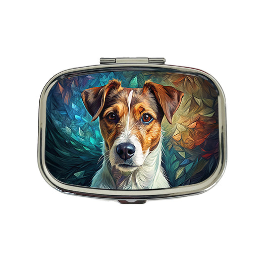 Jack Russell Terrier Dog Contemporary Art Travel Pill Box Case