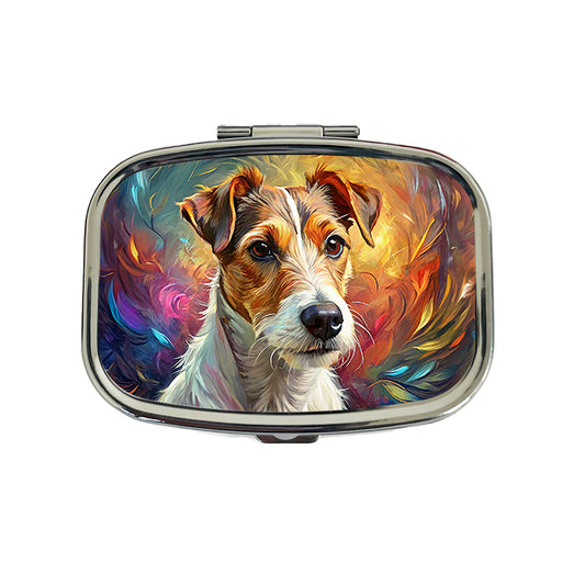 Jack Russell Terrier Dog Expressionism Art Travel Pill Box Case