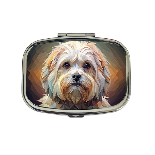 Maltese Dog Abstract Stylized Art Travel Pill Box Case