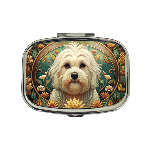 Maltese Dog Art Nouveau Travel Pill Box Case