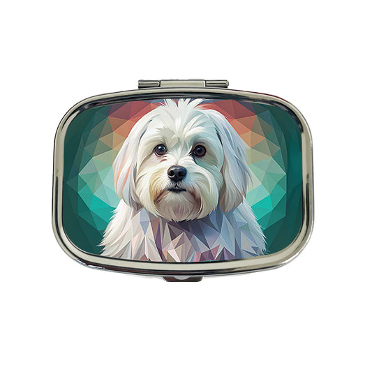 Maltese Dog Contemporary Art Travel Pill Box Case