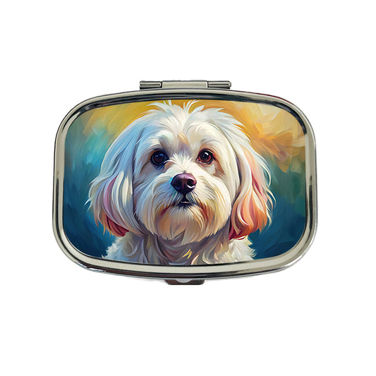 Maltese Dog Expressionism Art Travel Pill Box Case