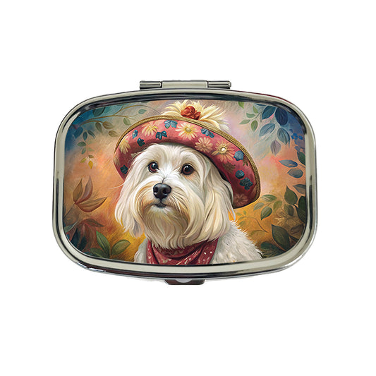 Maltese Dog French Bohemian Art Travel Pill Box Case