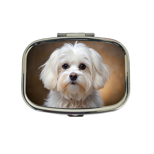 Maltese Dog Photo Travel Pill Box Case