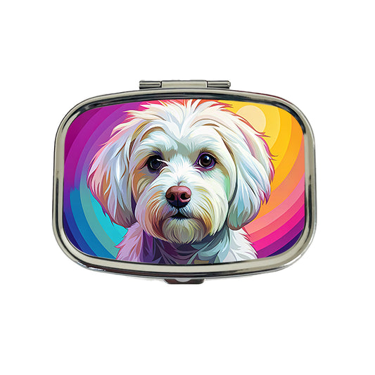 Maltese Dog Pop Art Travel Pill Box Case