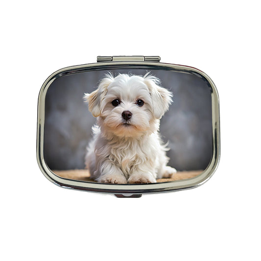 Maltese Dog Puppy Photo Travel Pill Box Case