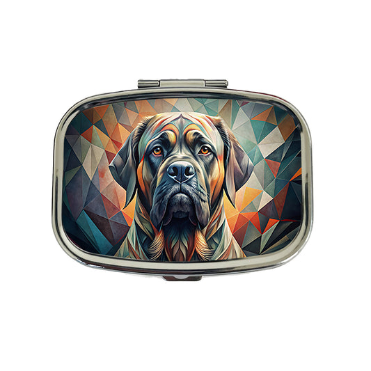 Mastiff Dog Abstract Stylized Art Travel Pill Box Case