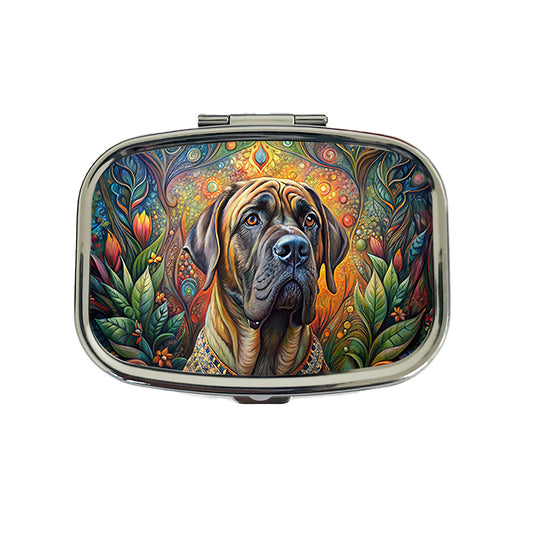 Mastiff Dog Bohemian Art Travel Pill Box Case