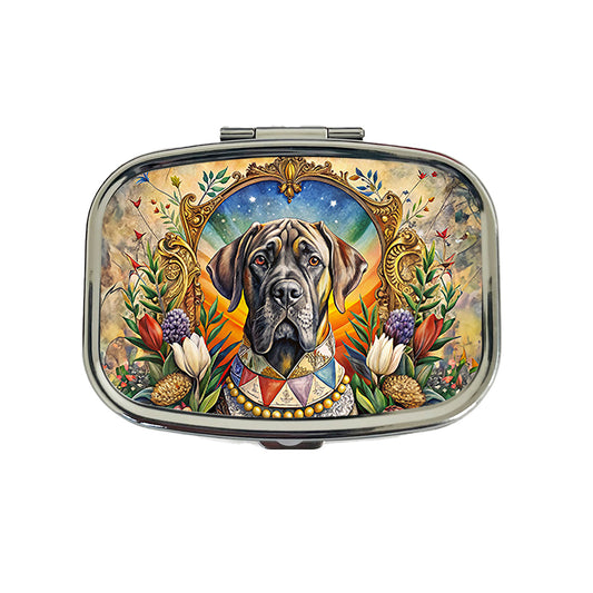 Mastiff Dog French Bohemian Art Travel Pill Box Case