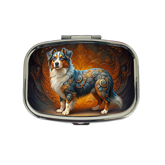 Miniature American Shepherd Dog Art Nouveau Travel Pill Box Case