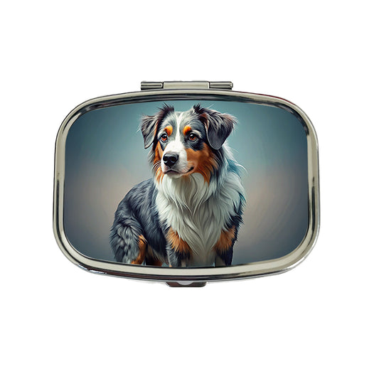 Miniature American Shepherd Dog Contemporary Art Travel Pill Box Case