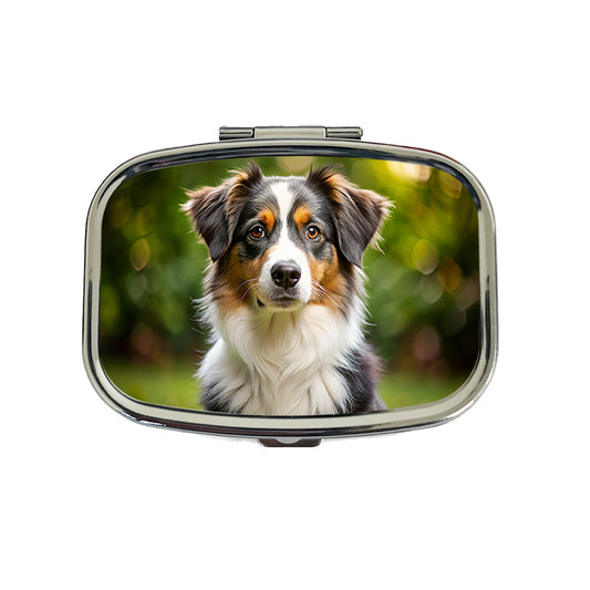 Miniature American Shepherd Dog Photo Travel Pill Box Case