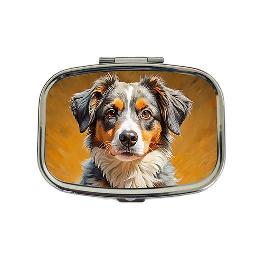 Miniature American Shepherd Dog Pop Art Travel Pill Box Case
