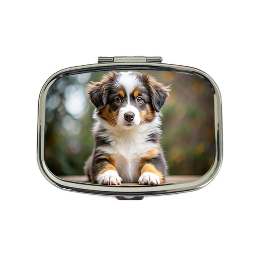 Miniature American Shepherd Dog Puppy Photo Travel Pill Box Case