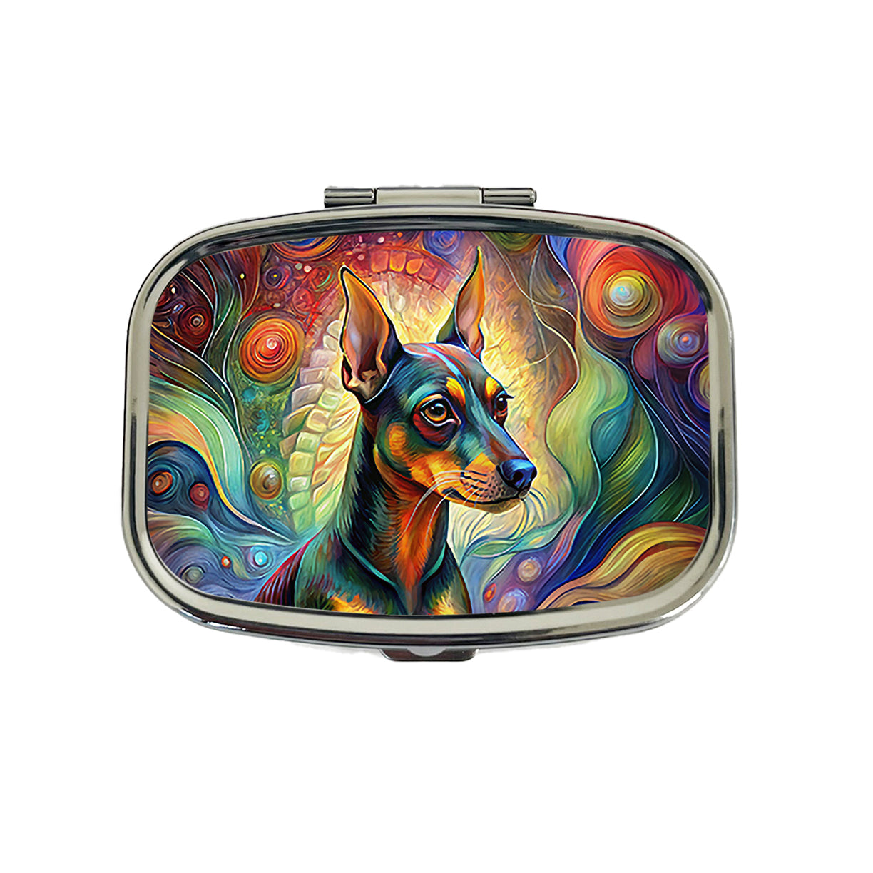 Miniature Pinscher Dog Abstract Art Travel Pill Box Case