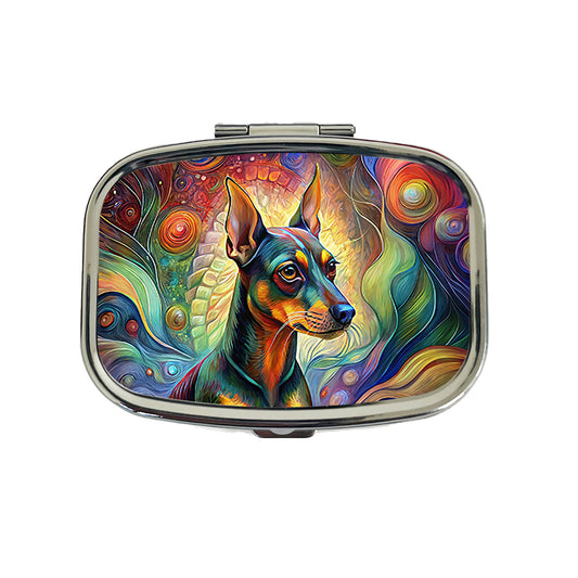 Miniature Pinscher Dog Abstract Art Travel Pill Box Case