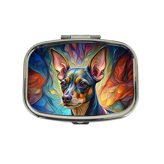 Miniature Pinscher Dog Abstract Stylized Art Travel Pill Box Case