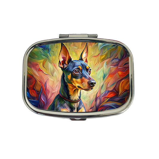Miniature Pinscher Dog Expressionism Art Travel Pill Box Case