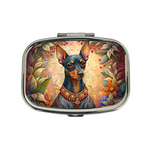 Miniature Pinscher Dog French Bohemian Art Travel Pill Box Case