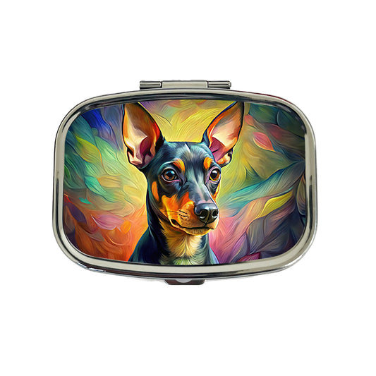 Miniature Pinscher Dog Pop Art Travel Pill Box Case