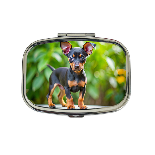 Miniature Pinscher Dog Puppy Photo Travel Pill Box Case