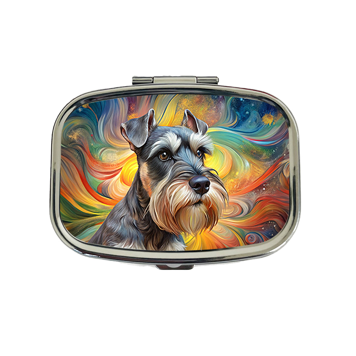 Miniature Schnauzer Dog Abstract Art Travel Pill Box Case
