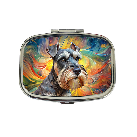 Miniature Schnauzer Dog Abstract Art Travel Pill Box Case