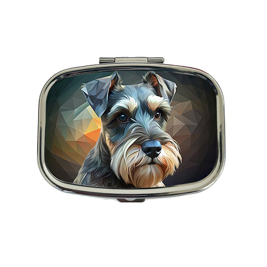 Miniature Schnauzer Dog Abstract Stylized Art Travel Pill Box Case