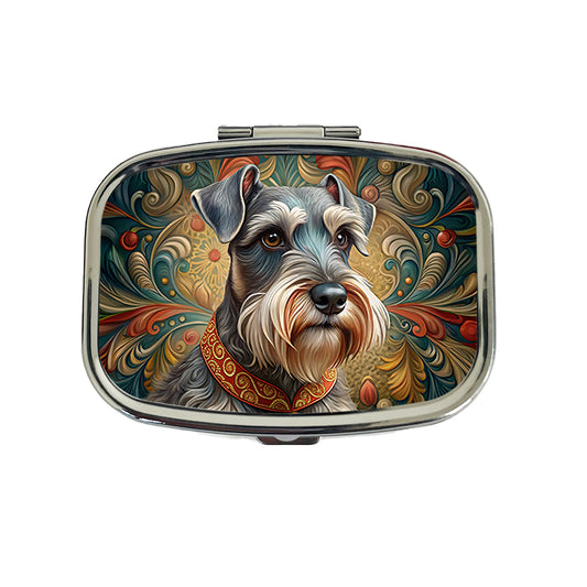 Miniature Schnauzer Dog Art Nouveau Travel Pill Box Case