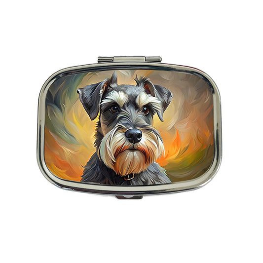 Miniature Schnauzer Dog Expressionism Art Travel Pill Box Case