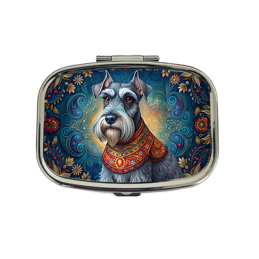 Miniature Schnauzer Dog French Bohemian Art Travel Pill Box Case
