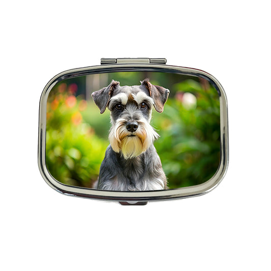 Miniature Schnauzer Dog Photo Travel Pill Box Case