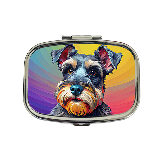 Miniature Schnauzer Dog Pop Art Travel Pill Box Case