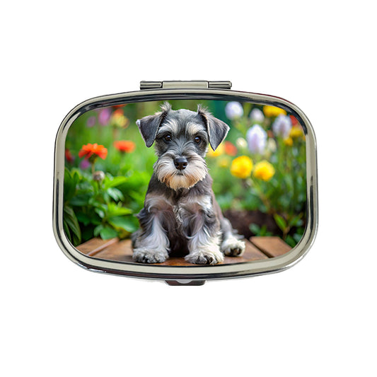 Miniature Schnauzer Dog Puppy Photo Travel Pill Box Case