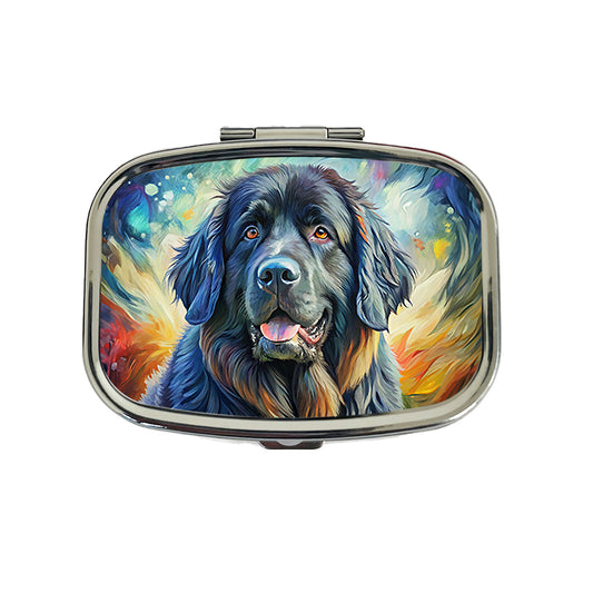 Newfoundland Dog Expressionism Art Travel Pill Box Case