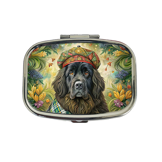 Newfoundland Dog French Bohemian Art Travel Pill Box Case