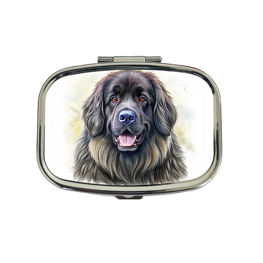 Newfoundland Dog Illustration Travel Pill Box Case