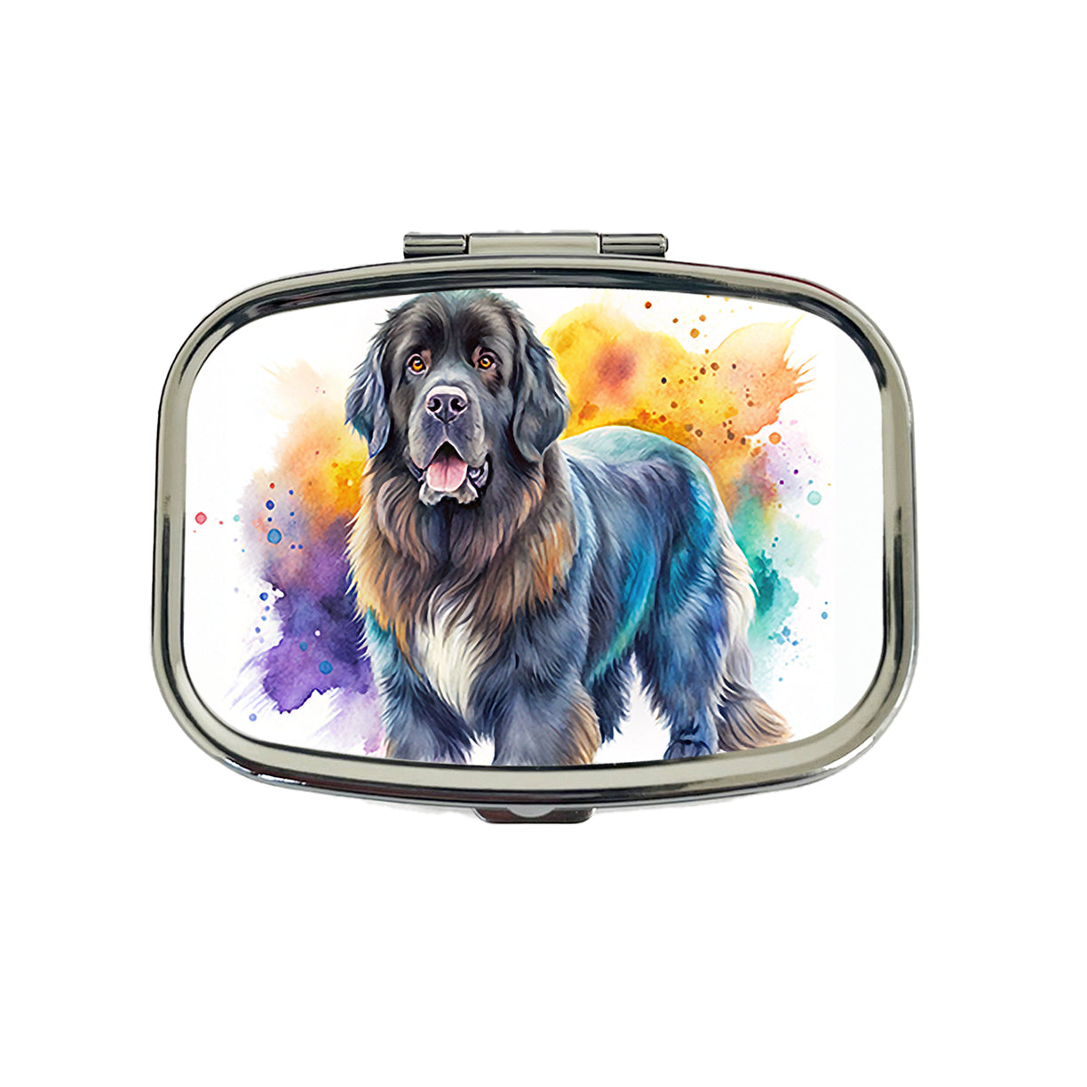 Newfoundland Dog Watercolor Style Travel Pill Box Case