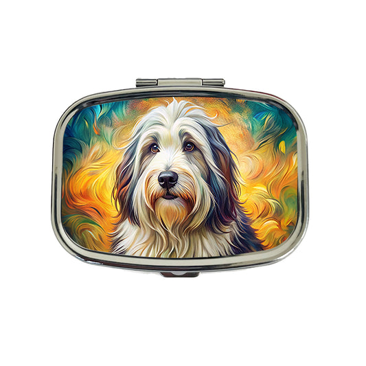 Old English Sheepdog Dog Bohemian Art Travel Pill Box Case