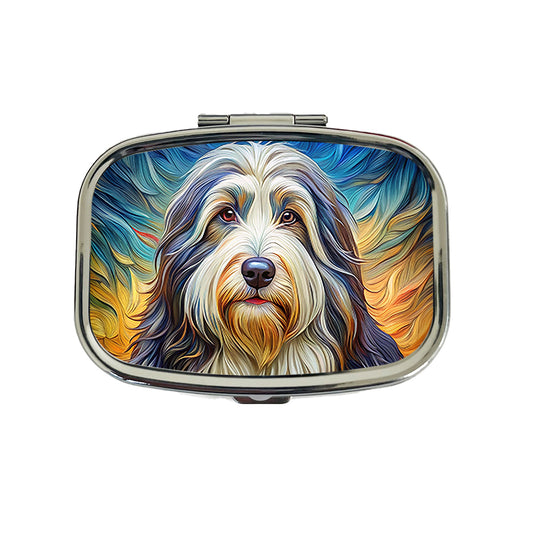 Old English Sheepdog Dog Expressionism Art Travel Pill Box Case