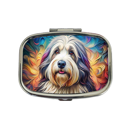 Old English Sheepdog Dog French Bohemian Art Travel Pill Box Case