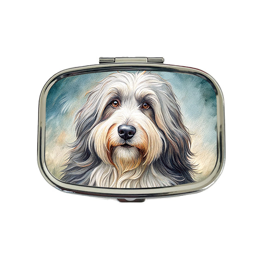 Old English Sheepdog Dog Illustration Travel Pill Box Case